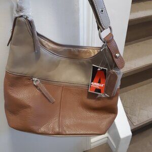 New Aurielle Genuine Leather zip up shoulder bag